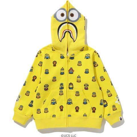 Kids Bape x Minions Shark Zip Hoodie Yellow