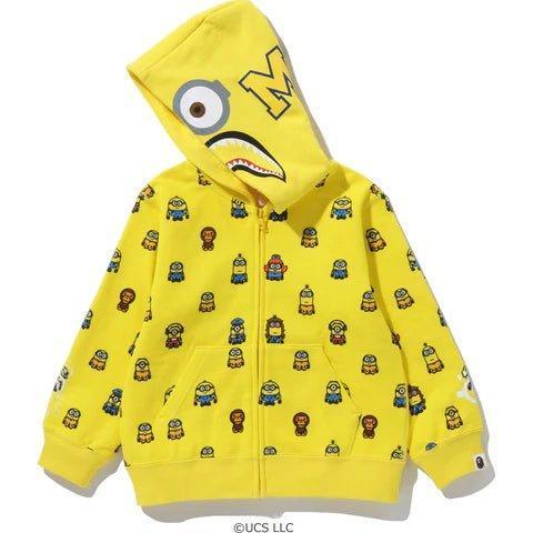 Kids Bape x Minions Shark Zip Hoodie Yellow