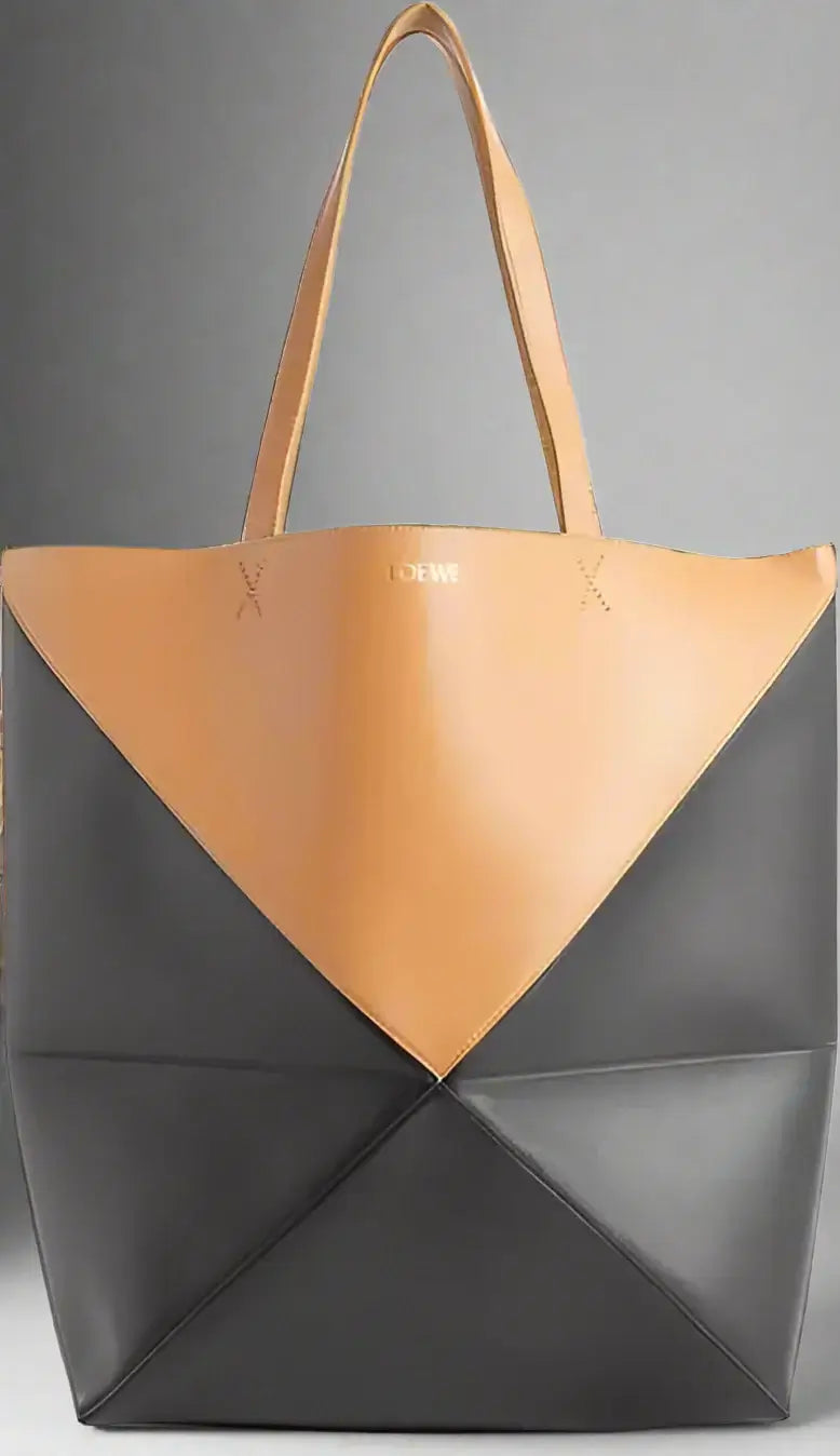 LOEWE black and brown leather Puzzle Large Tote Bag
