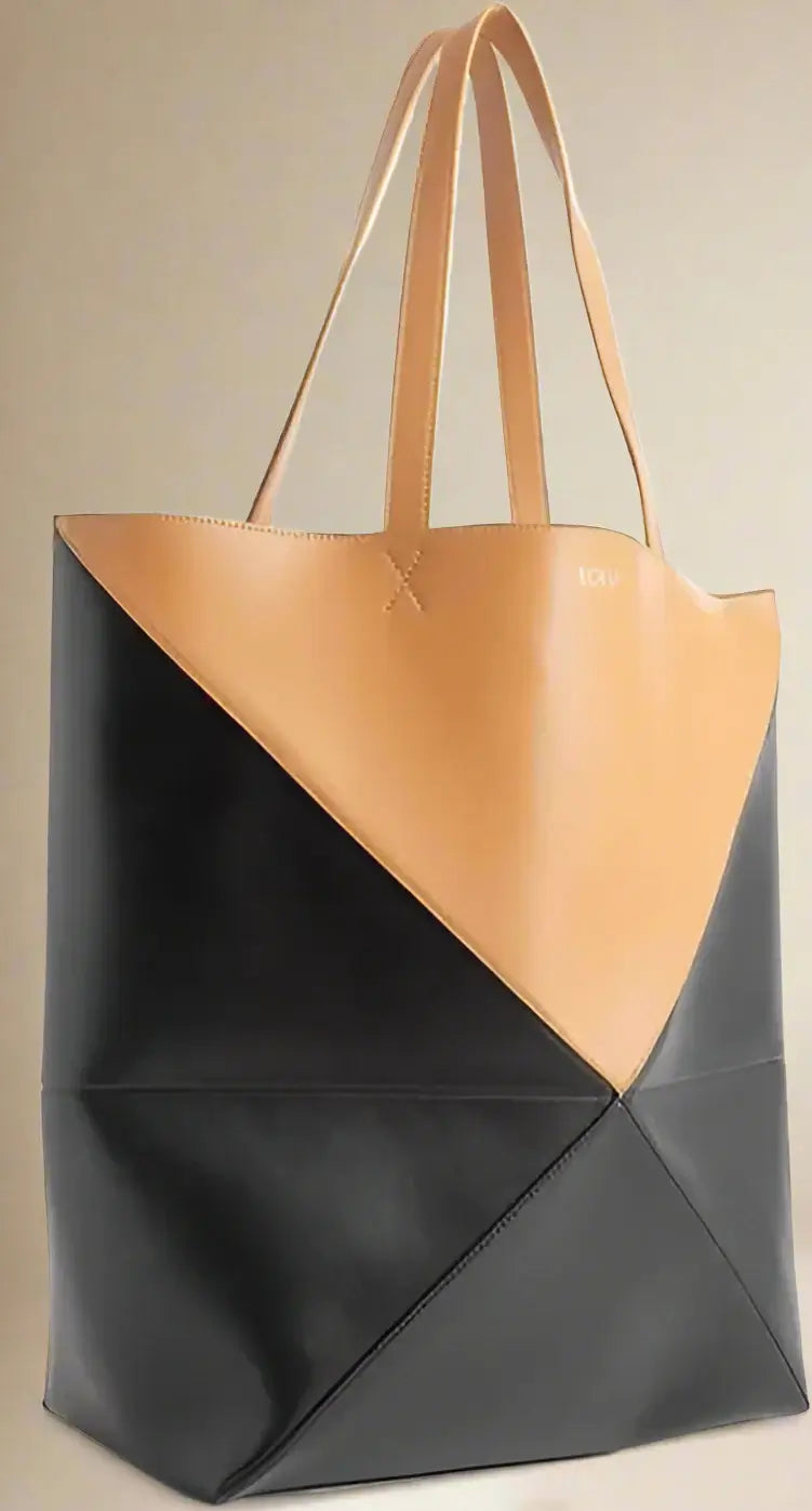LOEWE black and brown leather Puzzle Large Tote Bag