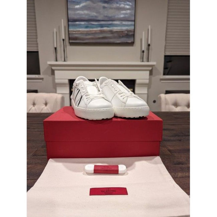 Valentino Garavani Women White/ Black Garavani Vltn Open Sneakers