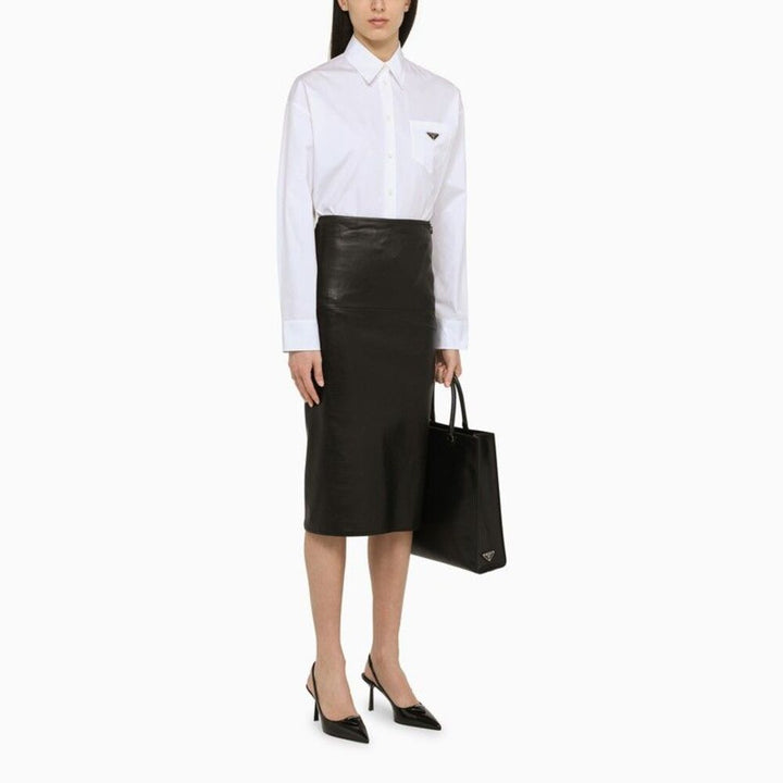Prada Women Sheath Skirt In Leather
