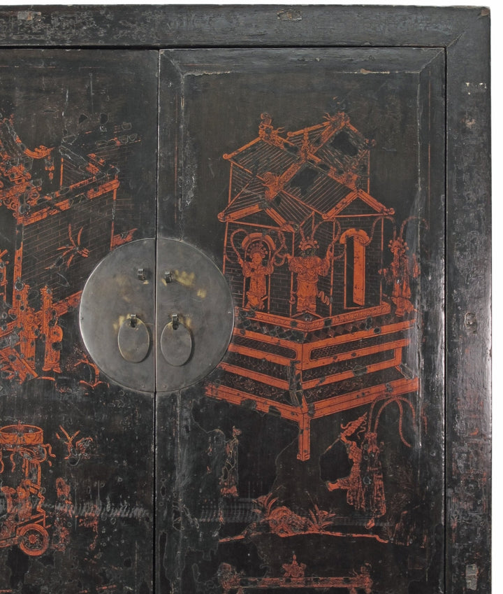 Large 84" Inch Tall  Black Chinese Antique Cabinet