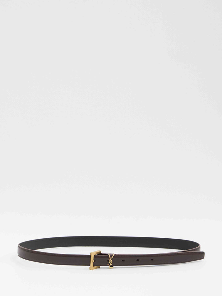 Saint Laurent Women Slim Cassandre Belt With Square Buckle