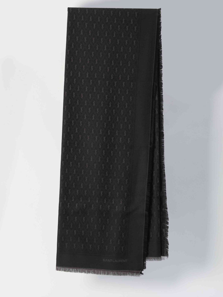 Saint Laurent Men Large Scarf With Ysl Monogram