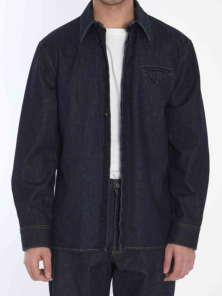Bottega Veneta Men Indigo Denim Shirt