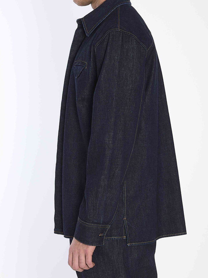 Bottega Veneta Men Indigo Denim Shirt