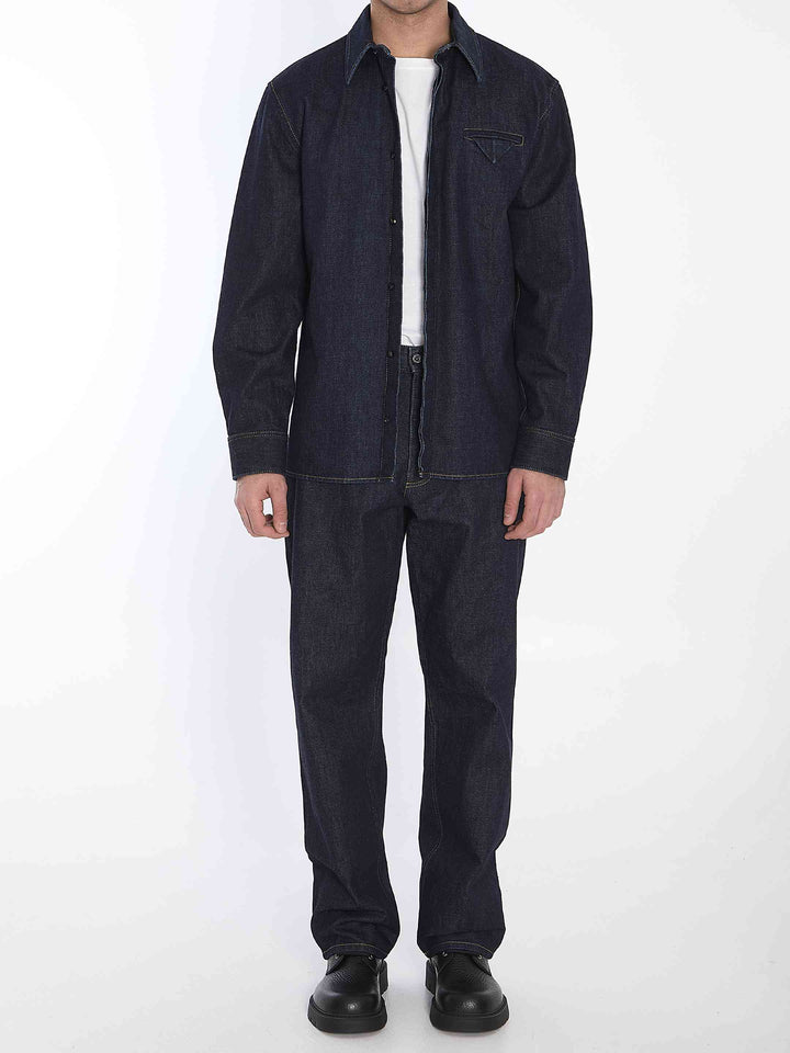 Bottega Veneta Men Indigo Denim Shirt