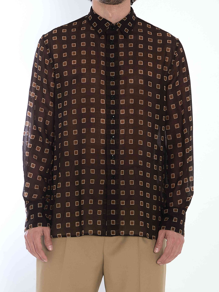 Saint Laurent Men Shirt With Geometric Pattern