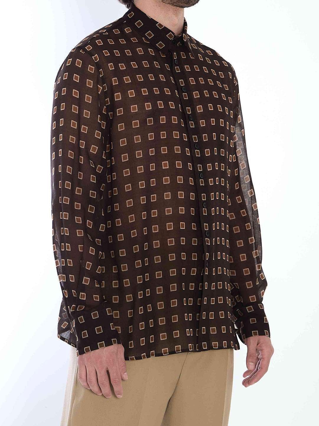 Saint Laurent Men Shirt With Geometric Pattern