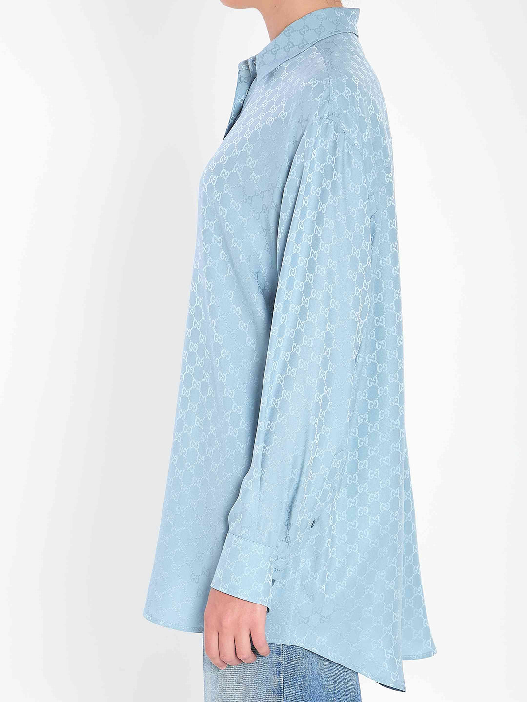 Gucci Women Shirts Light Blue