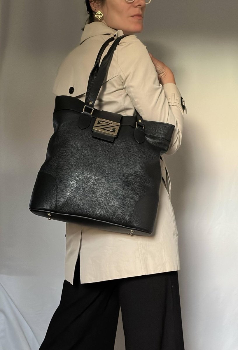 Zoey Bag - Leather Tote Bag for Work & Travel – Italian Genuine Leather - Made in Italy