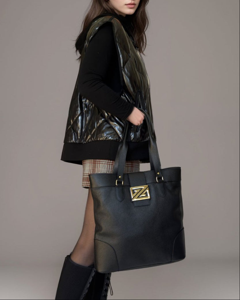 Zoey Bag - Leather Tote Bag for Work & Travel – Italian Genuine Leather - Made in Italy
