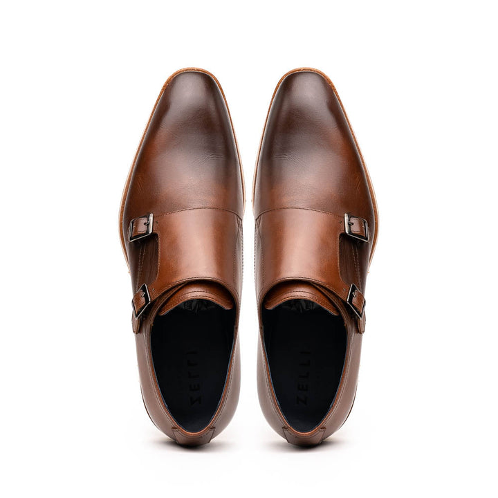 55-103-BRN LEGERRA Hand Burnished Italian Calfskin Monkstrap, Brown