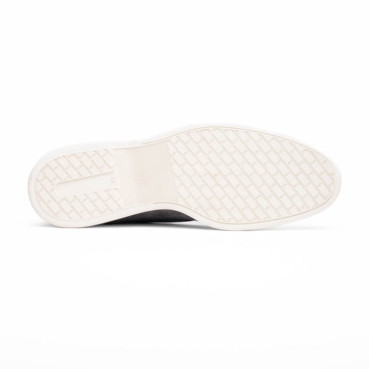 11-603-GRY BENE Sueded Italian Goatskin & Crocodile Loafer Grey