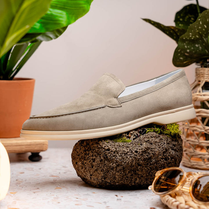 16-621-BON LIVORNO Sueded Italian Goatskin Loafer Bone