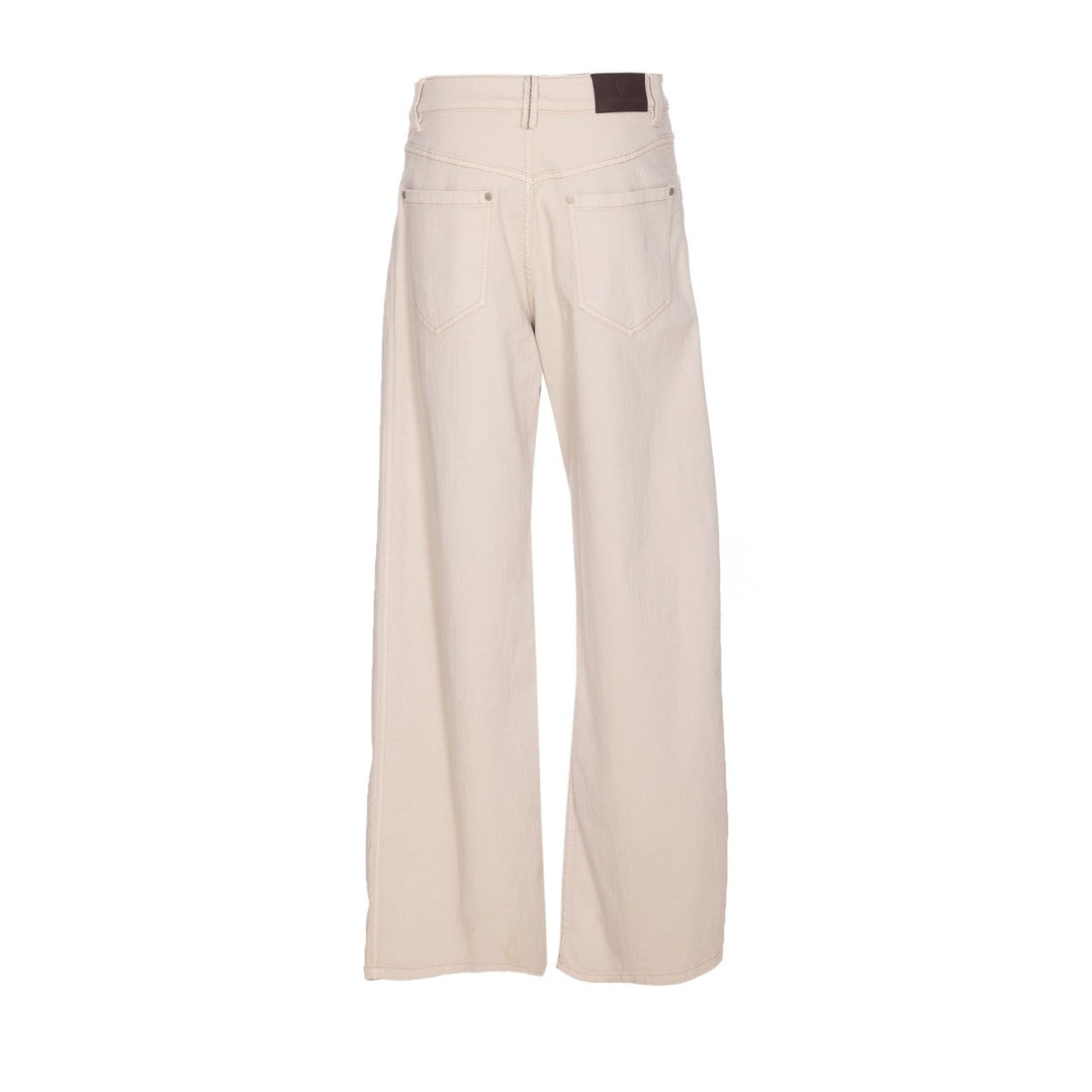 Brunello Cucinelli Women Loose Barrel Denim Pants With Monile