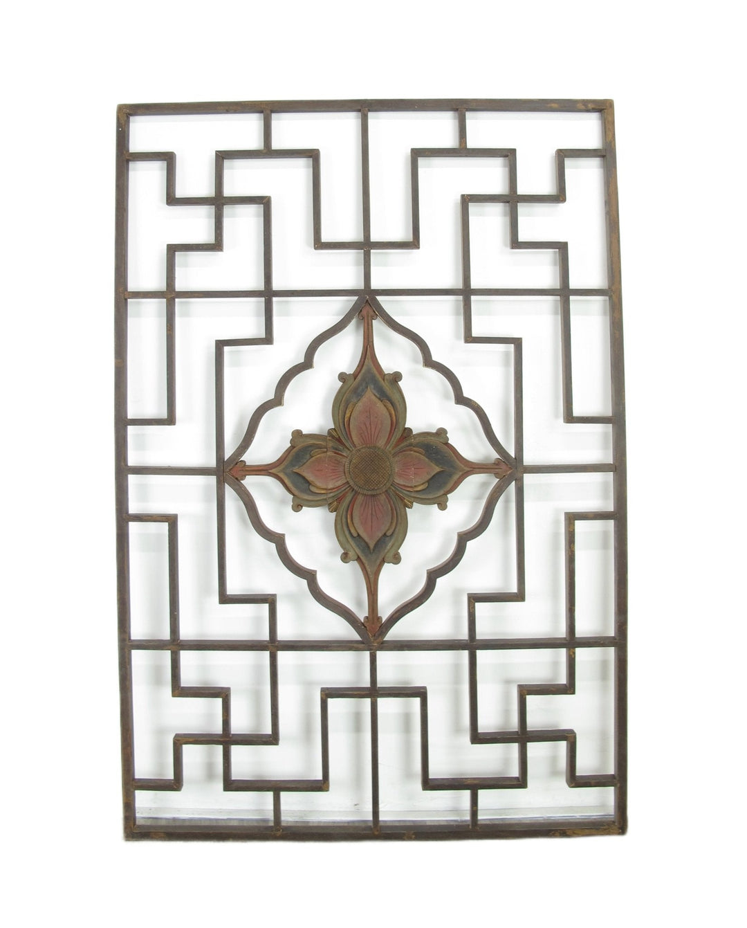 Lotus Antique Chinese Wood Screen Panel