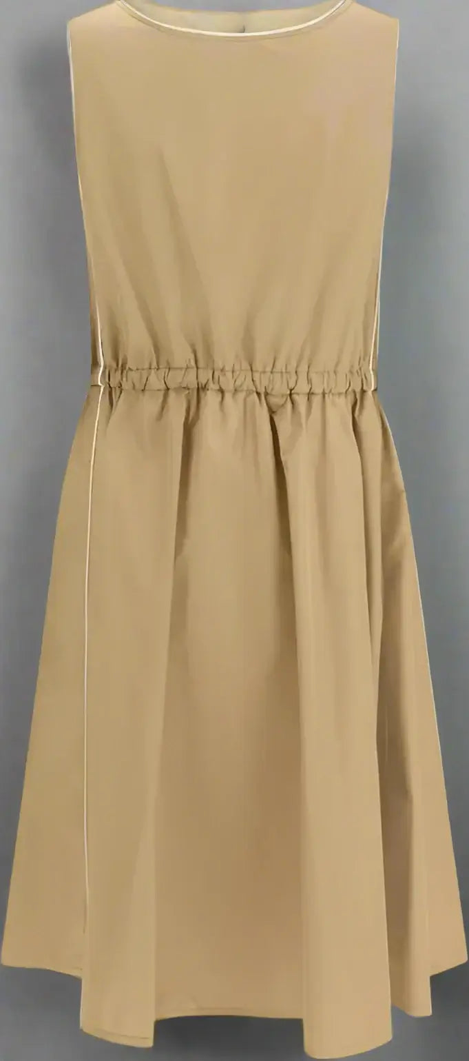 Beige sleeveless dress on a white background