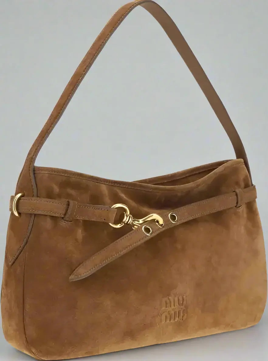 MIU MIU Aventure brown Suede Shoulder Bag