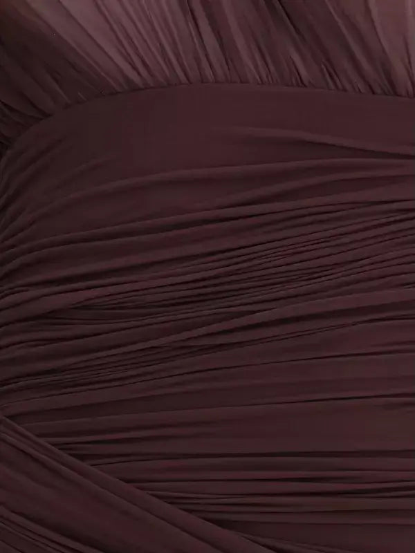 Close-up of pleated dark brown fabric