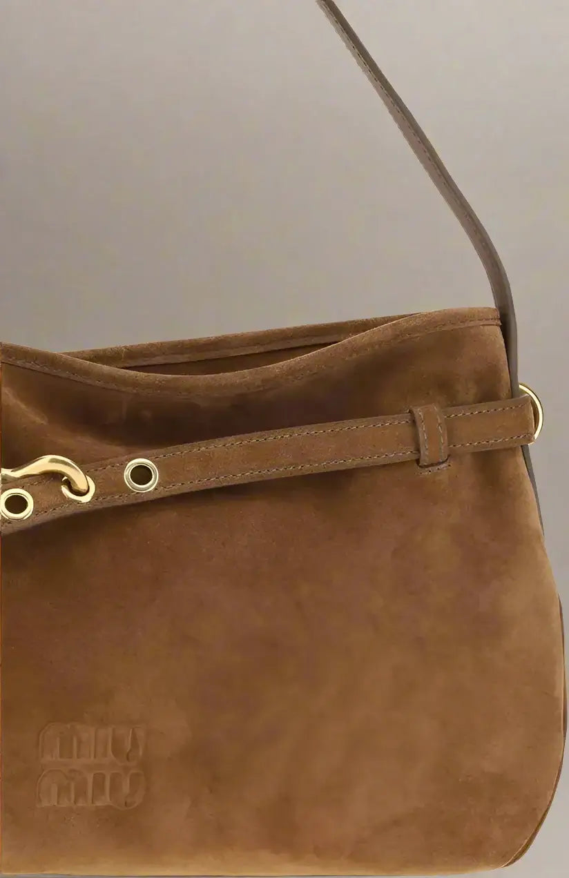 MIU MIU Aventure brown Suede Shoulder Bag