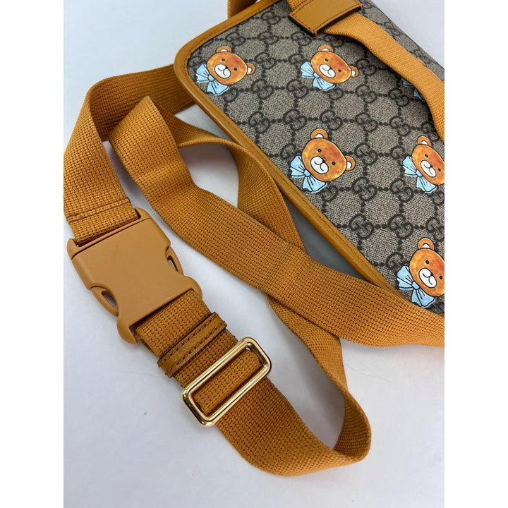 Gucci XKai GG Supreme Slim Vintage Sun Oil Bear Belt Sling Bag