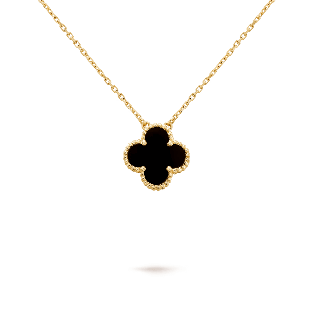 Van Cleef & Arpels Vintage Alhambra pendant 18K yellow gold, Onyx - Fine jewelry piece showcasing elegance.