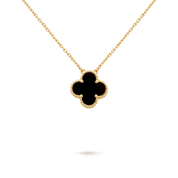 Van Cleef & Arpels Vintage Alhambra pendant 18K yellow gold, Onyx - Fine jewelry piece showcasing elegance.