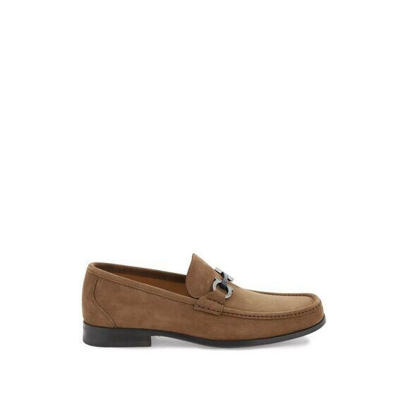 Ferragamo Men Nabuk Gancini Loafers