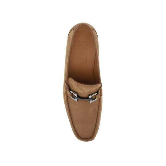 Ferragamo Men Nabuk Gancini Loafers