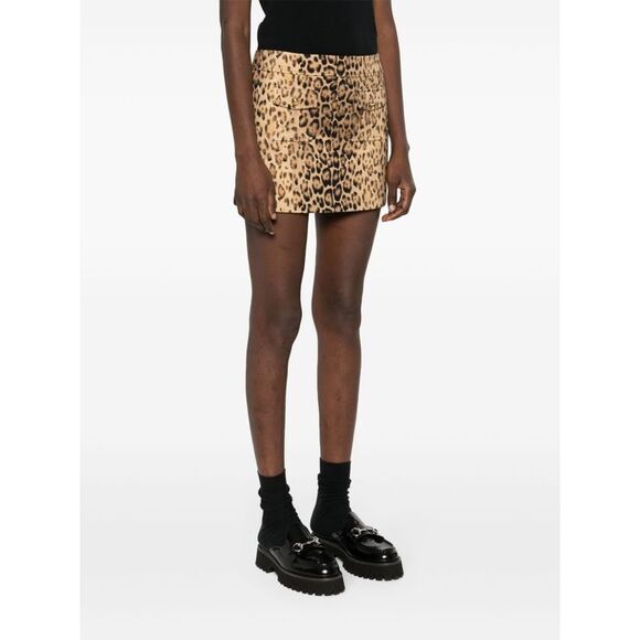 Celine Women Mini Leopard Skirt