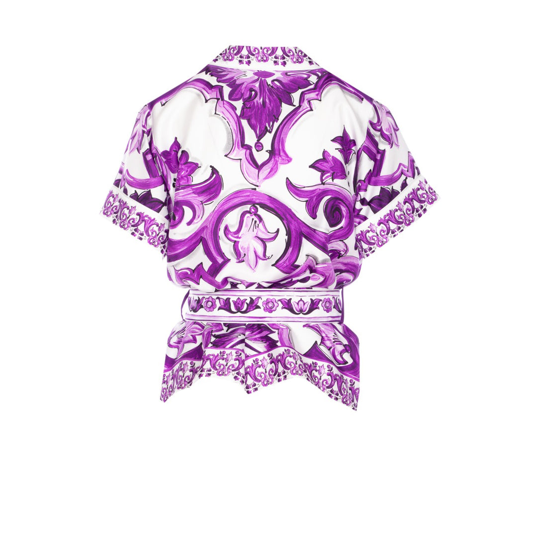 Dolce&Gabbana Women Maiolica Print Shirt With Belt