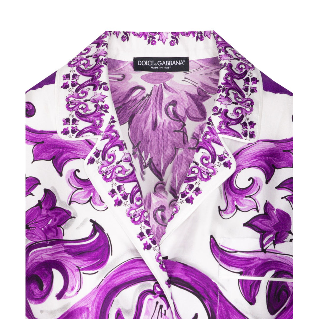 Dolce&Gabbana Women Maiolica Print Shirt With Belt