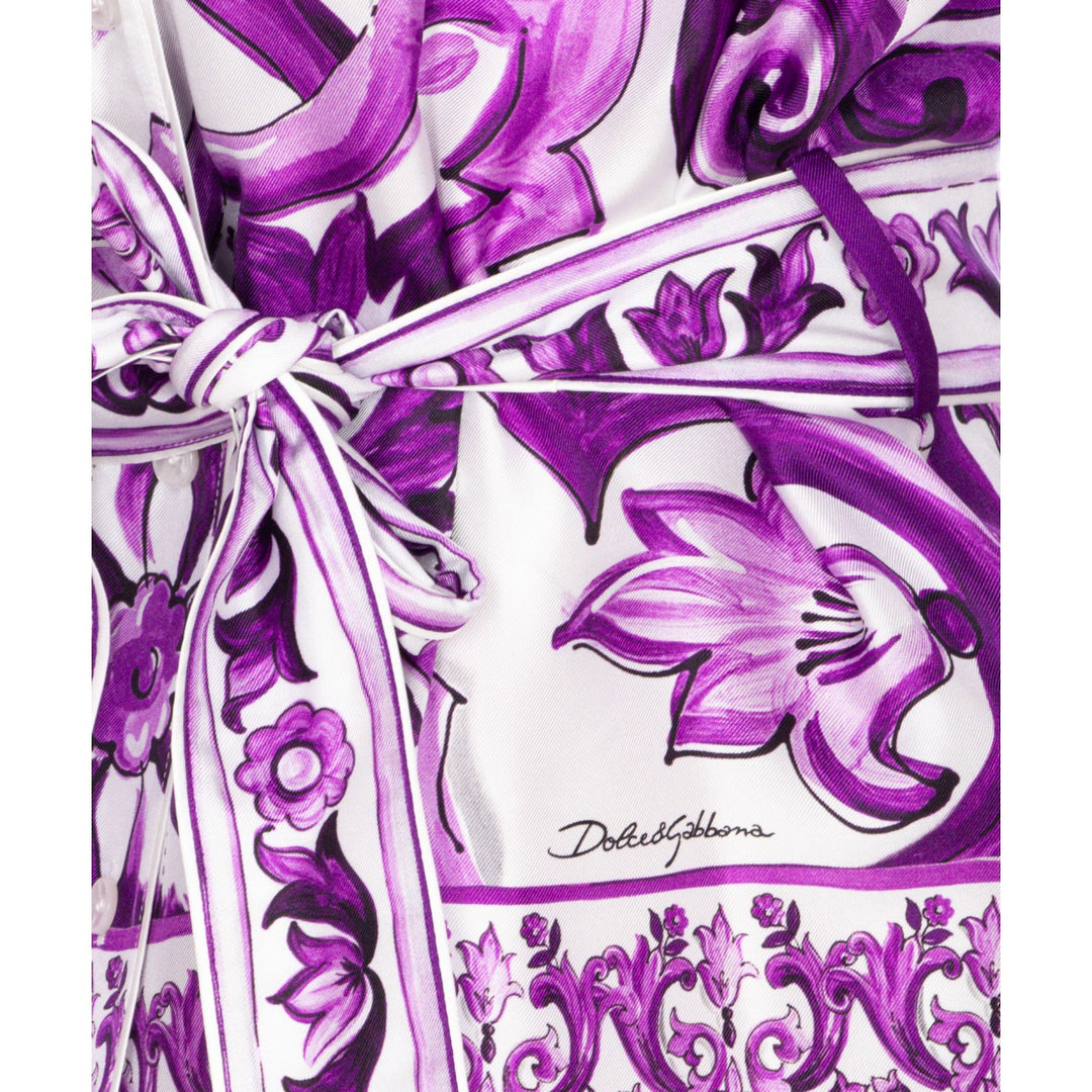 Dolce&Gabbana Women Maiolica Print Shirt With Belt