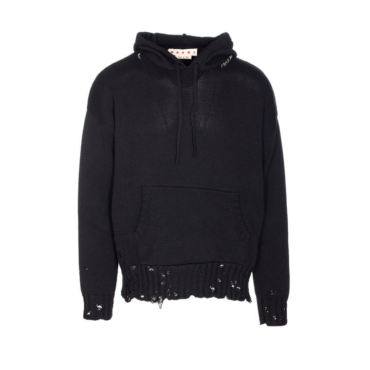 Marni Men Marni Symbol Embroidered Logo Hooded Sweater
