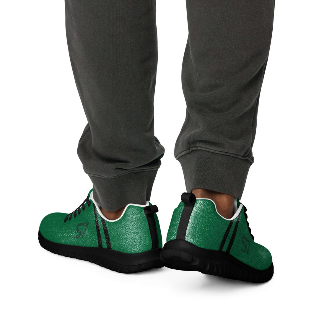 Pair: Pair of S7 jewel-green athletic sneakers with black laces and tonal forest-green branding.