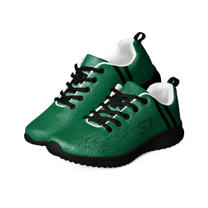 Pair: Pair of S7 jewel-green athletic sneakers with black laces and tonal forest-green branding.
