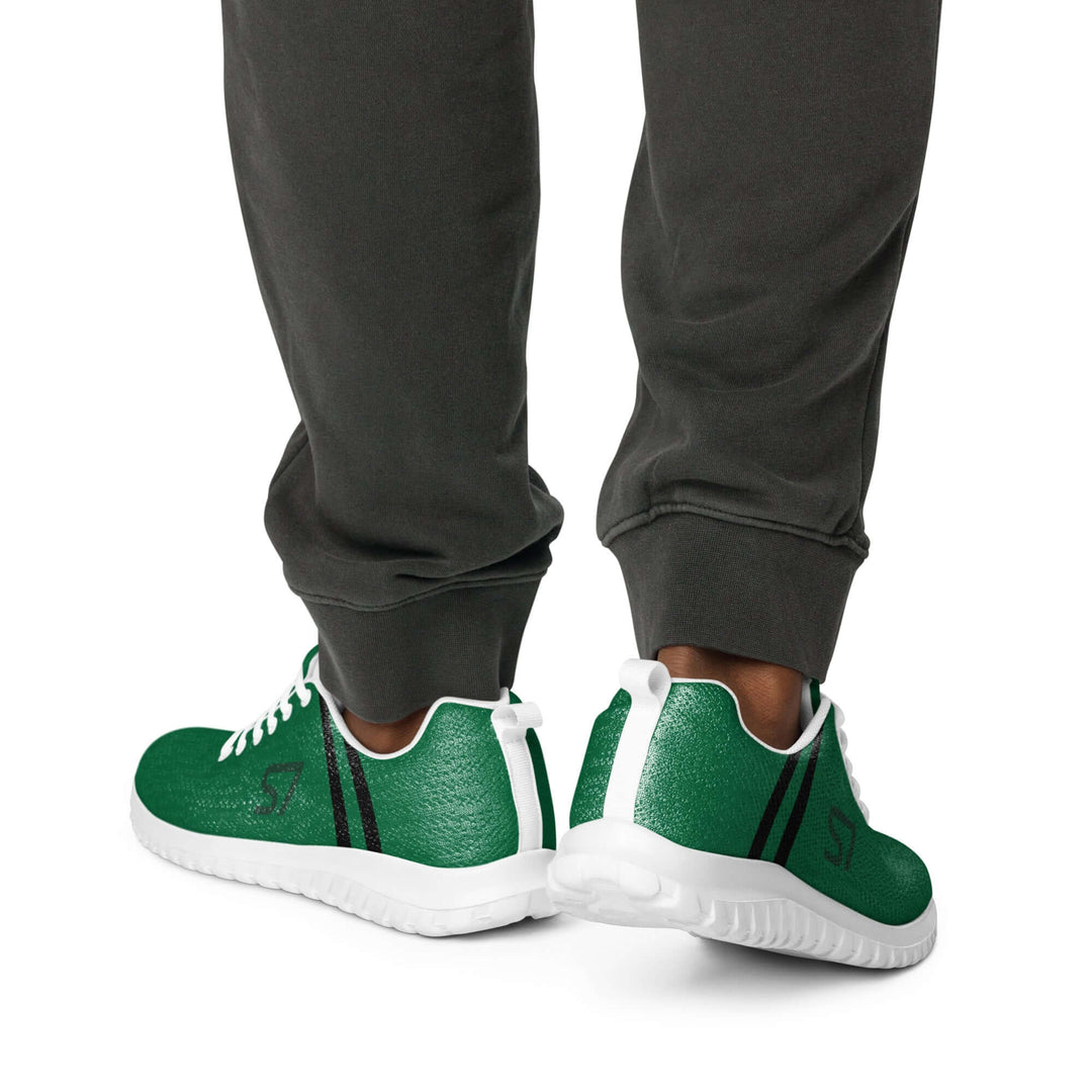 Pair: Pair of S7 jewel-green athletic sneakers with black laces and tonal forest-green branding.