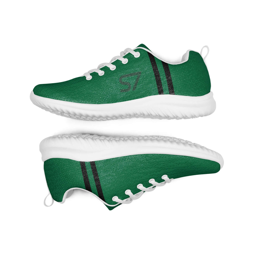 Pair: Pair of S7 jewel-green athletic sneakers with black laces and tonal forest-green branding.