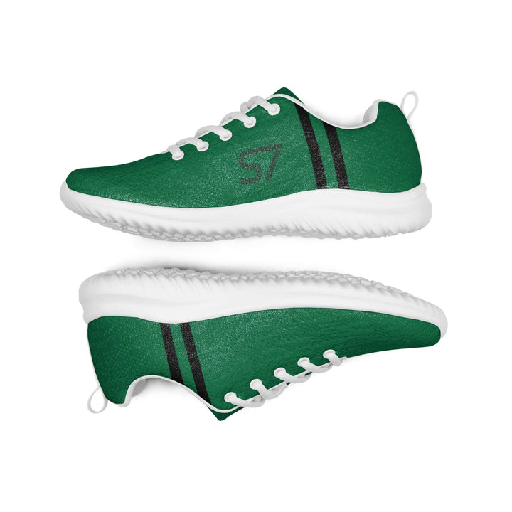 Pair: Pair of S7 jewel-green athletic sneakers with black laces and tonal forest-green branding.