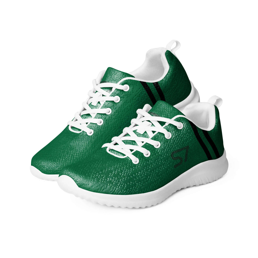 Pair: Pair of S7 jewel-green athletic sneakers with black laces and tonal forest-green branding.