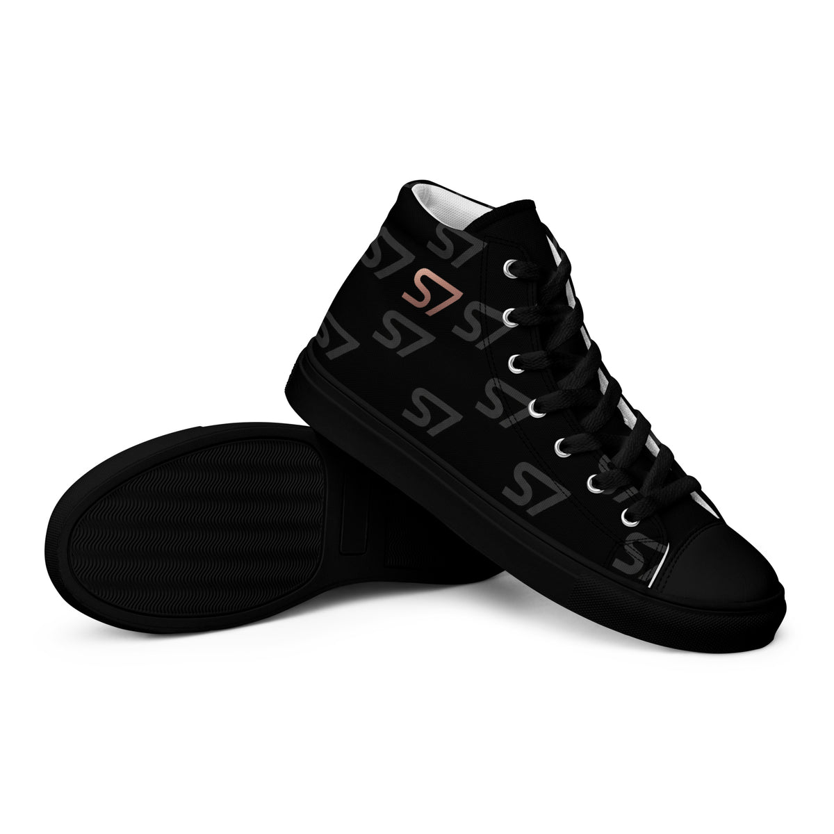 S7 Monogram Blackout Men's canvas hi-top sneakers