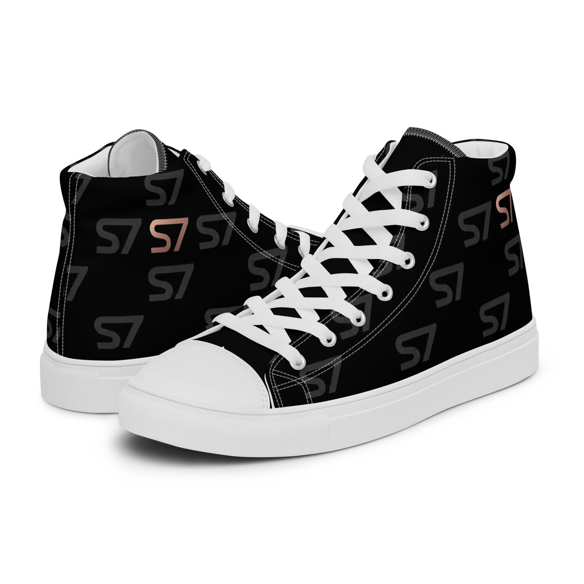 S7 Monogram Blackout Men's canvas hi-top sneakers