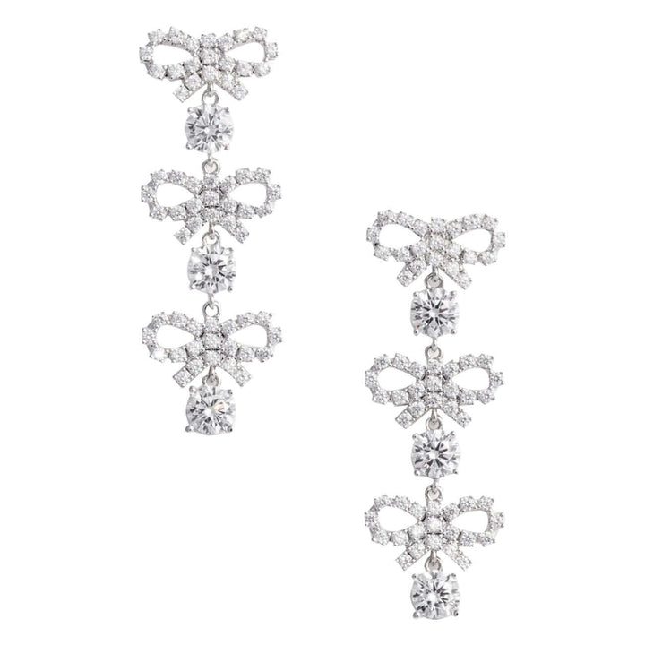 Self Portrait Women Micro Bow Crystal Tiered Earrings