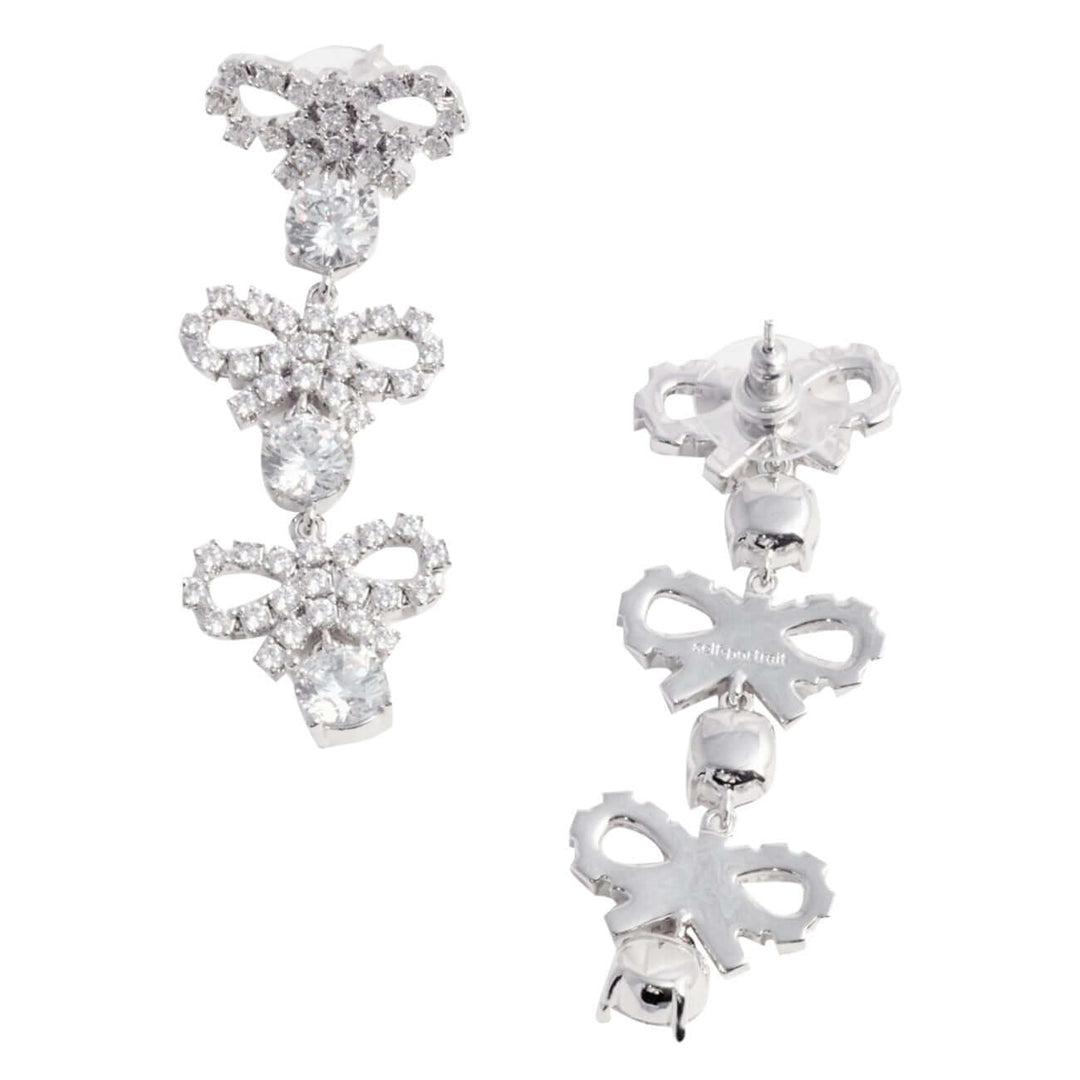 Self Portrait Women Micro Bow Crystal Tiered Earrings