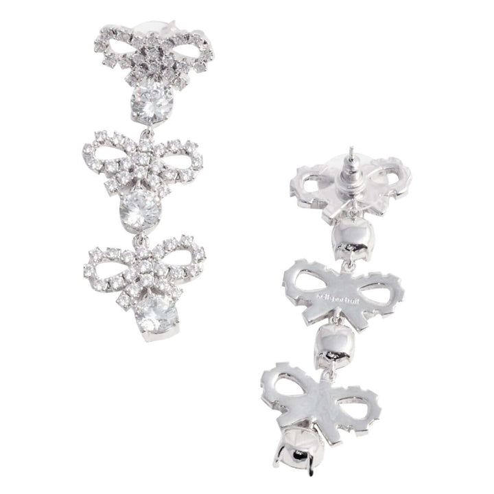 Self Portrait Women Micro Bow Crystal Tiered Earrings