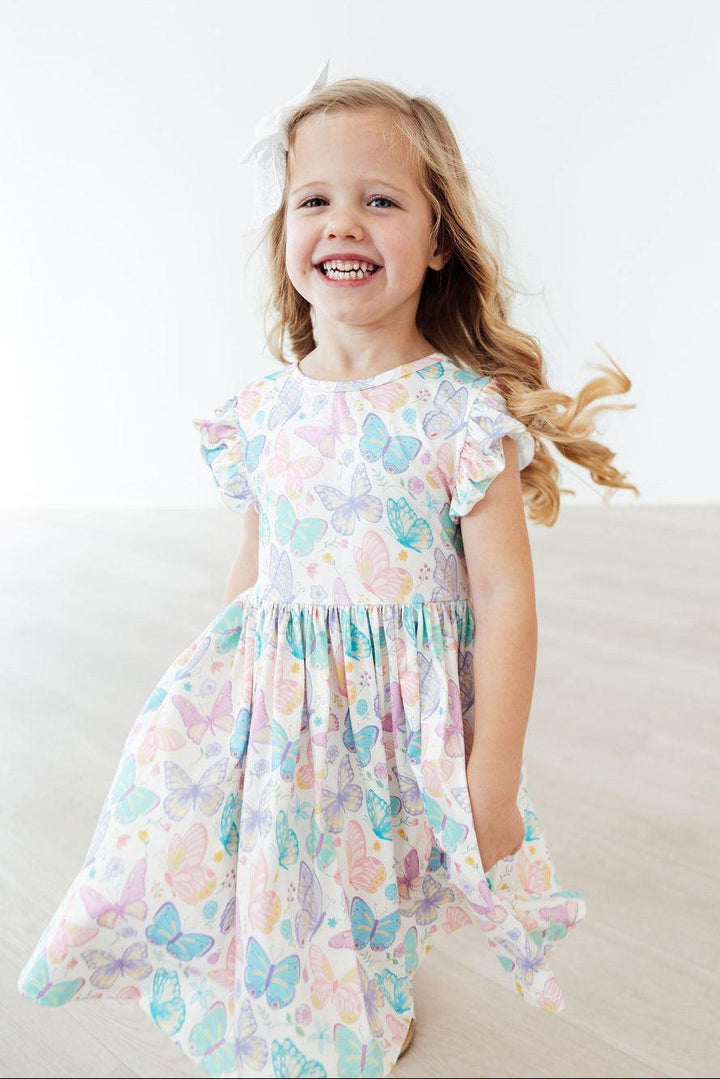 Fluttering Butterflies Flutter Sleeve Twirl Dress