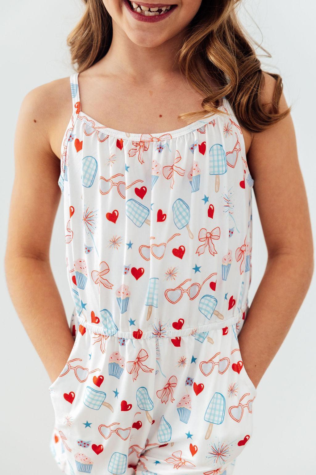 Red, White, &amp; Sweet Strappy Play Romper