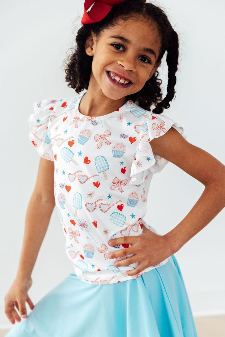 Red, White, &amp; Sweet S/S Ruffle Tee